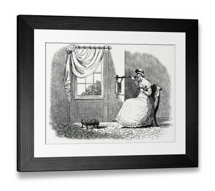 Framed Print : Woman Using Breast Fluid Pump; Woodcut Framed Print : Woman Using Breast Fluid Pump; Woodcut