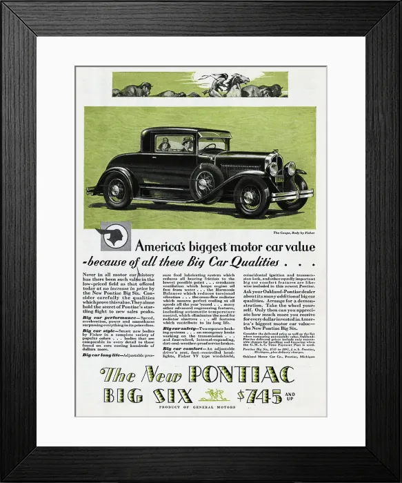 Framed Print : Color Advertisement for Pontiac Coupe Framed Print : Color Advertisement for Pontiac Coupe