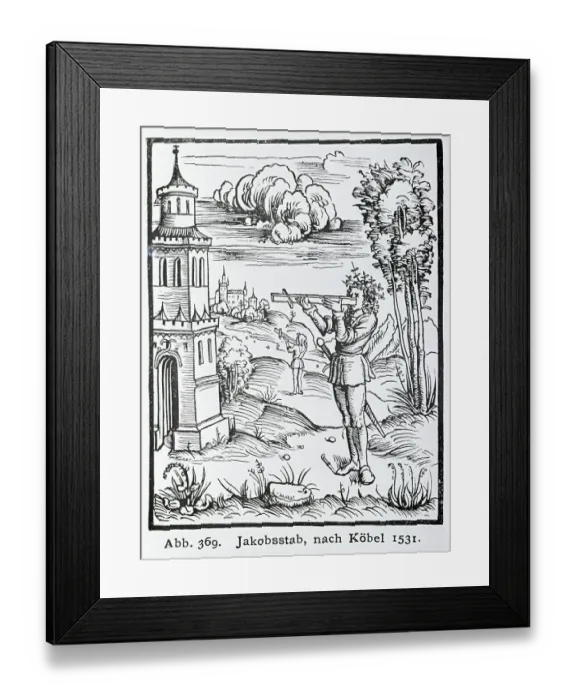 Framed Print : Jacob'S Surveying Staff -- Woodcut Framed Print : Jacob'S Surveying Staff -- Woodcut