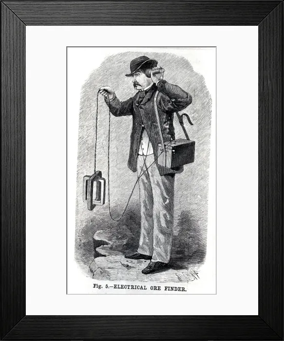 Framed Print : Man Using An Electric Ore Finder Framed Print : Man Using An Electric Ore Finder