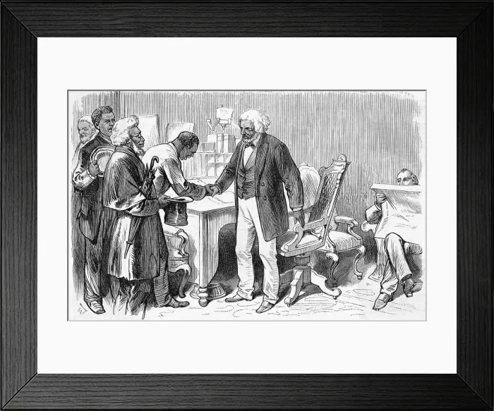 Framed Print : Woodcut of Federick Douglass in His Office in Washington, DC Framed Print : Woodcut of Federick Douglass in His Office in Washington, DC