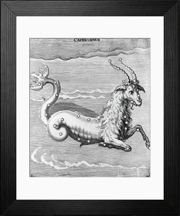 Framed Print : Engraving Of Constellation Capricornus Framed Print : Engraving Of Constellation Capricornus