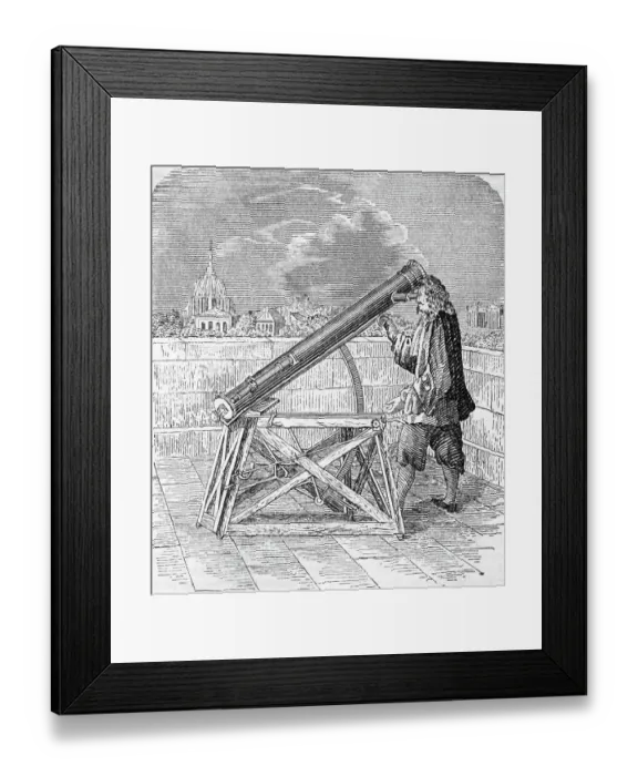Framed Print : Newton And His Telescope Framed Print : Newton And His Telescope