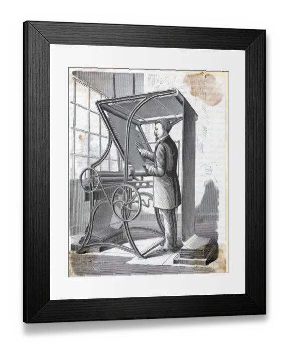 Framed Print : Testing Cloth After It Comes From Loom Framed Print : Testing Cloth After It Comes From Loom