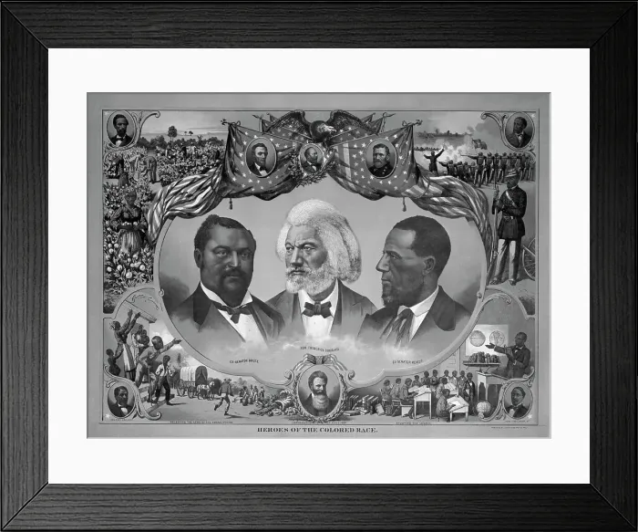 Framed Print : Heroes of the Colored Race Lithograph