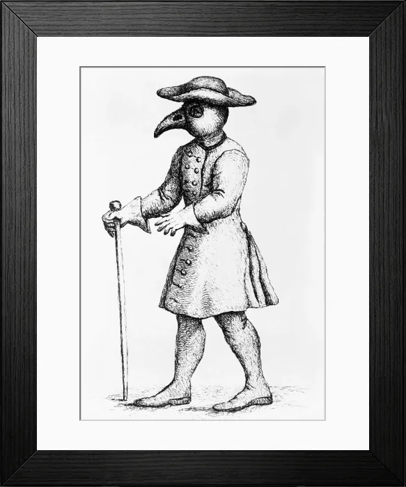 Framed Print : 17th-Century Illustration of a Doctor Wearing Protective Clothing Framed Print : 17th-Century Illustration of a Doctor Wearing Protective Clothing