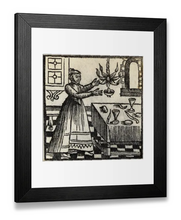 Framed Print : 17th-Century Dutch Woodcut of Jewish Woman Lighting Sabbath Candles Framed Print : 17th-Century Dutch Woodcut of Jewish Woman Lighting Sabbath Candles