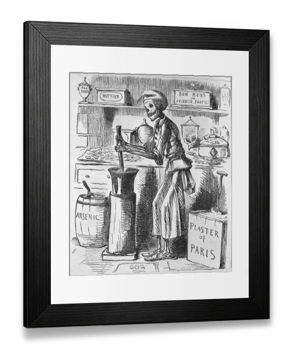 Framed Print : Illustration of Death Making Poison Candy Framed Print : Illustration of Death Making Poison Candy