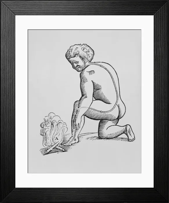Framed Print : Illustration of Descartes Theory of Nerves Transmitting Stimulus to the Brain
