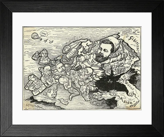Framed Print : Cartoon of Nicholas II Controlling Leaders of Europe Framed Print : Cartoon of Nicholas II Controlling Leaders of Europe