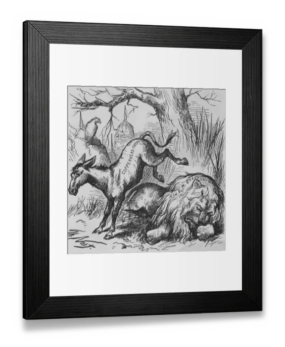 Framed Print : Political Cartoon of a Democratic Donkey by Thomas Nast Framed Print : Political Cartoon of a Democratic Donkey by Thomas Nast