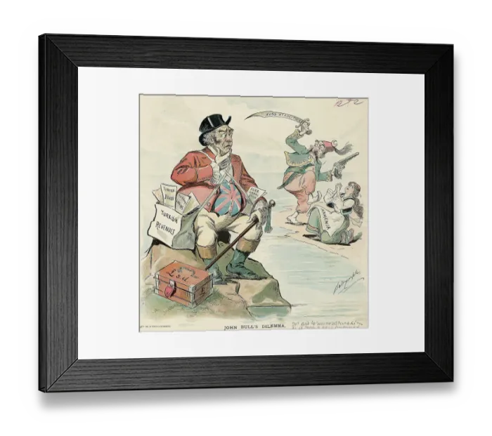 Framed Print : John Bull's Dilemma Cartoon Framed Print : John Bull's Dilemma Cartoon