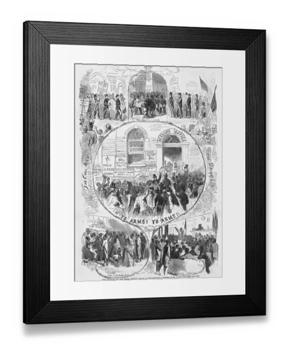 Framed Print : The Invasion of the North - Street Scenes in Philadelphia by Thomas Nast