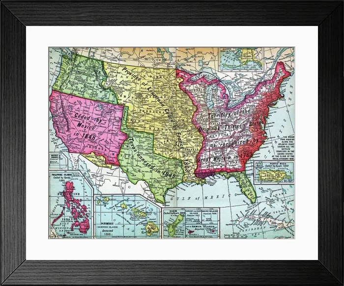 Framed Print : Map of United States Expansion Framed Print : Map of United States Expansion