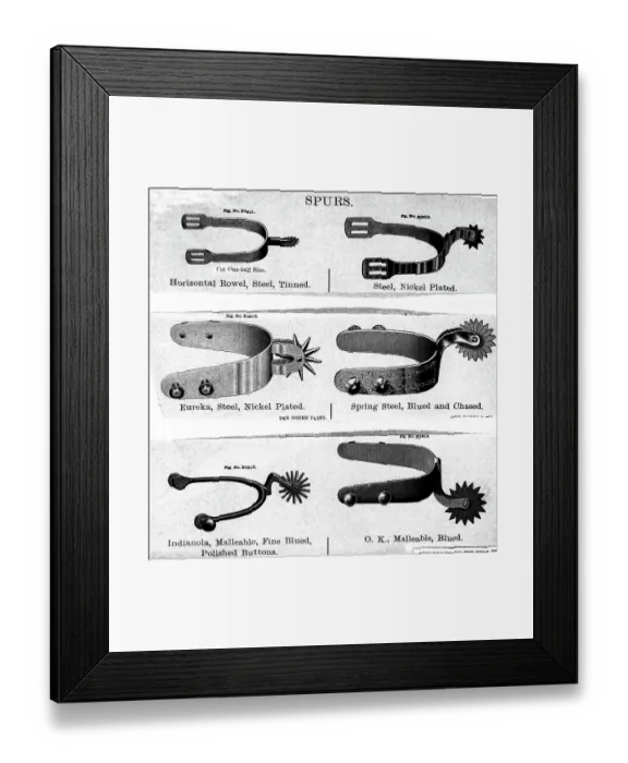 Framed Print : Spurs. A collection of illustrations of spurs from catalogs Framed Print : Spurs. A collection of illustrations of spurs from catalogs