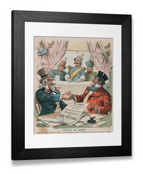 Framed Print : Amicable Settlement of the Venezuelan Controversy by Arbitration Political Cartoon Framed Print : Amicable Settlement of the Venezuelan Controversy by Arbitration Political Cartoon
