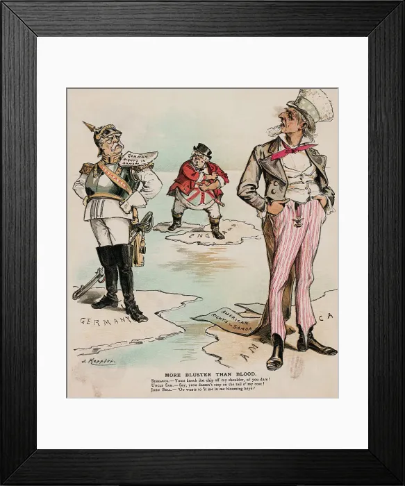 Framed Print : Depiction of Countries as Caricatures on Map Framed Print : Depiction of Countries as Caricatures on Map