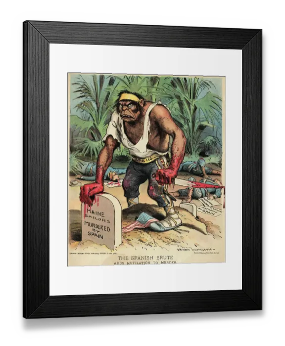 Framed Print : Depiction of Spain as Murderous Brute Framed Print : Depiction of Spain as Murderous Brute