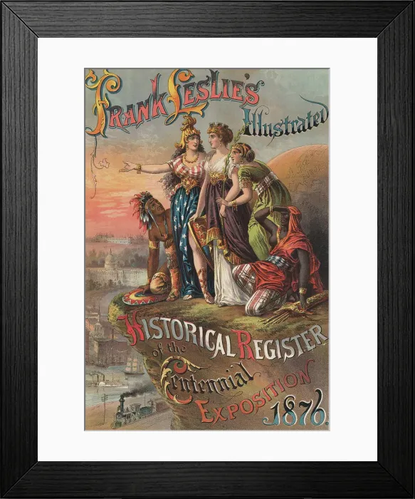 Framed Print : Depiction of American Sites and Traditional Dress Framed Print : Depiction of American Sites and Traditional Dress