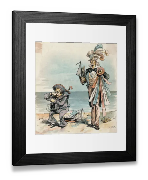Framed Print : Caricatures Representing Americas Cup Contenders Framed Print : Caricatures Representing Americas Cup Contenders