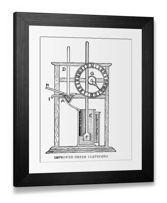Framed Print : Diagram of a Greek Water Clock Framed Print : Diagram of a Greek Water Clock