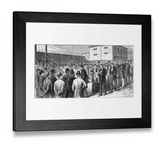 Framed Print : Crowd Watching Men March To The Gallows Framed Print : Crowd Watching Men March To The Gallows