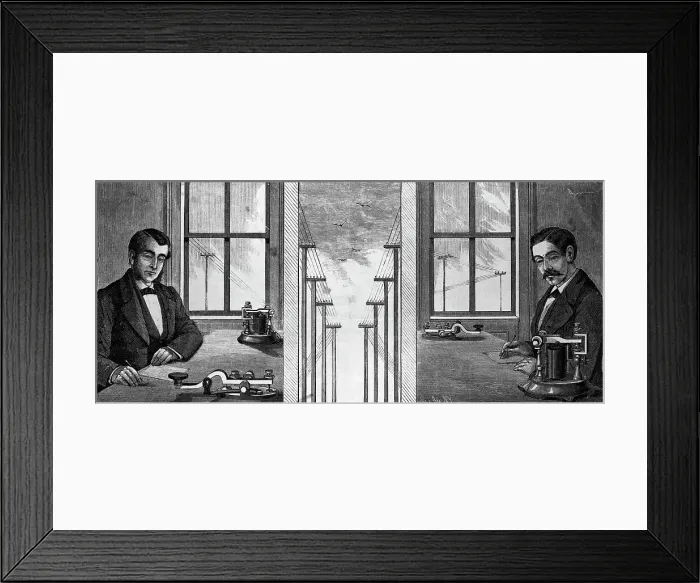 Framed Print : Drawing Of Telegraph Operation Framed Print : Drawing Of Telegraph Operation