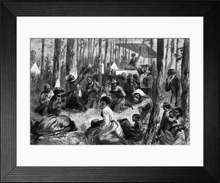 Framed Print : Meeting Of Black People In Woods 1872 Framed Print : Meeting Of Black People In Woods 1872