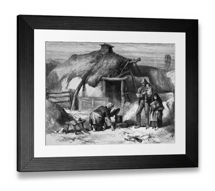 Framed Print : Illustration Of Irish Peasants At Cabin Framed Print : Illustration Of Irish Peasants At Cabin