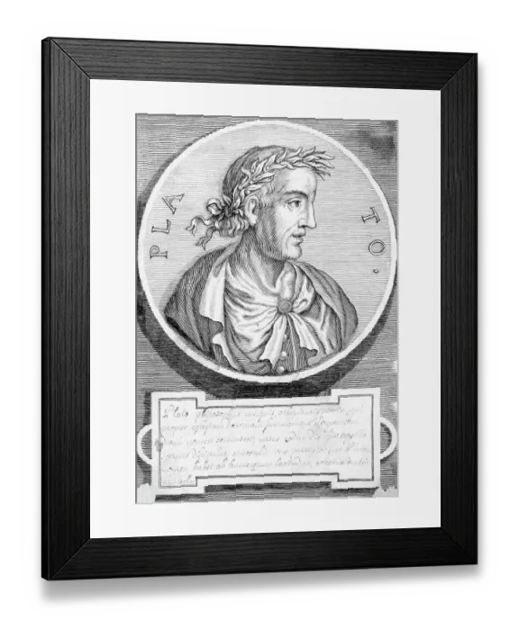 Framed Print : Round Engraving Bust Of Plato Framed Print : Round Engraving Bust Of Plato