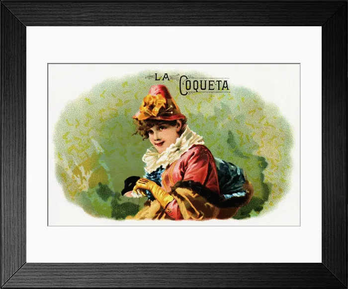 Framed Print : Cigar Box Design La Coqueta W / Girl Framed Print : Cigar Box Design La Coqueta W / Girl