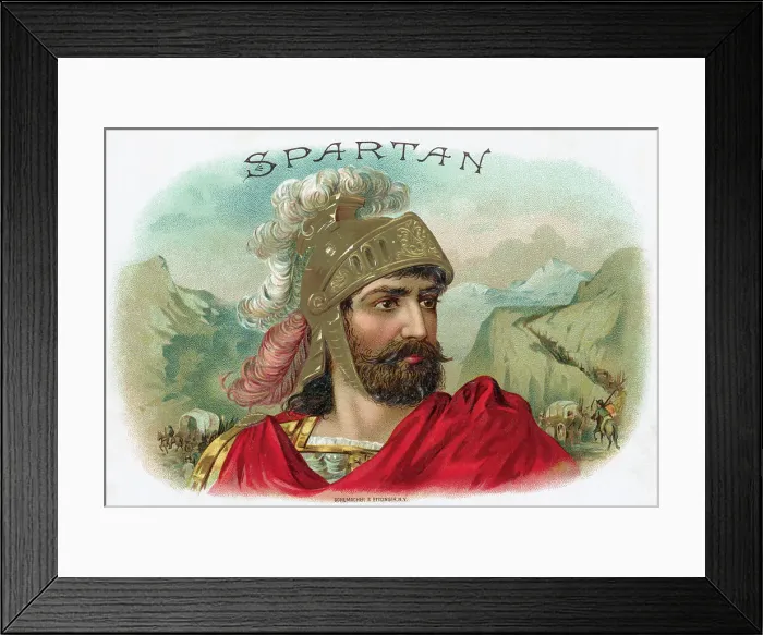 Framed Print : Cigar Box Label With Helmeted Spartan Framed Print : Cigar Box Label With Helmeted Spartan