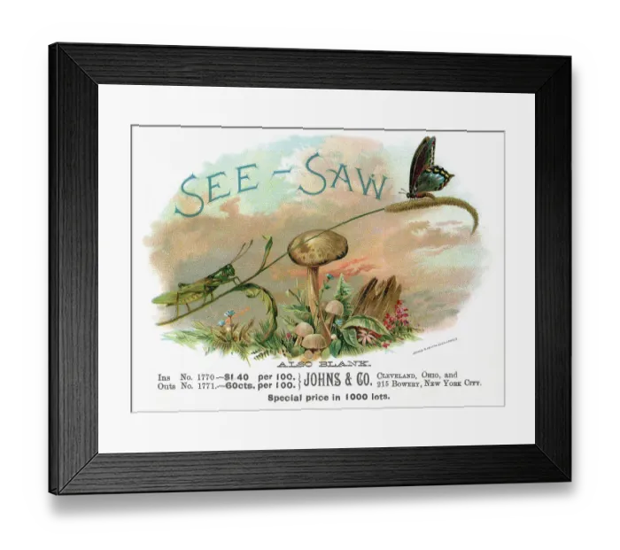Framed Print : Sea-Saw Cigar Box Cover With Insects Framed Print : Sea-Saw Cigar Box Cover With Insects