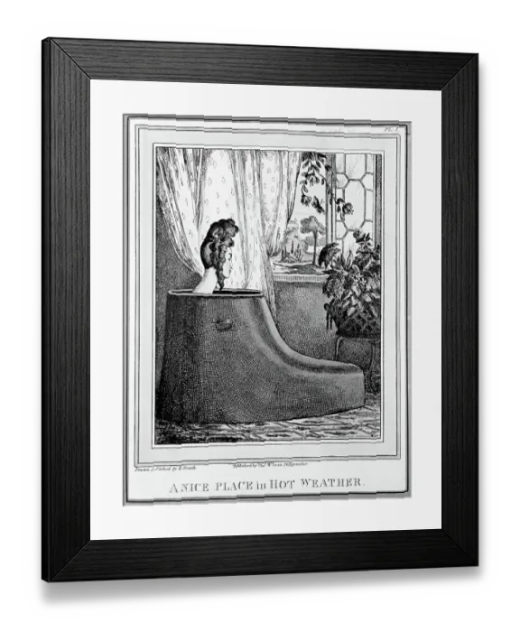 Framed Print : Woman Relaxing In Shoe Shaped Tub Framed Print : Woman Relaxing In Shoe Shaped Tub