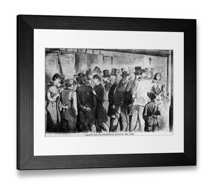 Framed Print : Reading Civil War Bulletins, New York Framed Print : Reading Civil War Bulletins, New York