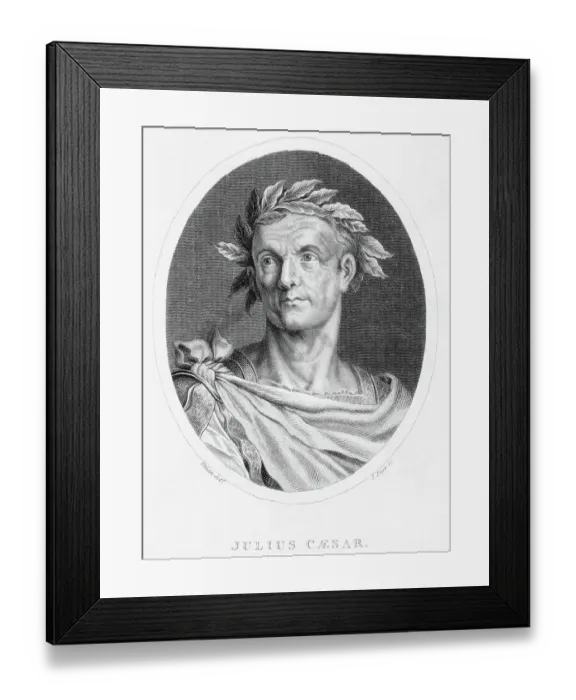 Framed Print : Engraved Oval Portrait Of Julius Caesar Framed Print : Engraved Oval Portrait Of Julius Caesar