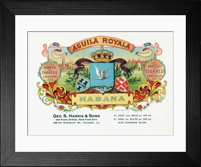 Framed Print : Crown W / White Dove Cigar Box Label Framed Print : Crown W / White Dove Cigar Box Label