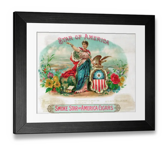 Framed Print : Star Of America Cigar Box W / Woman Framed Print : Star Of America Cigar Box W / Woman