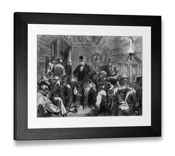Framed Print : Men Relaxing In Railroad Car (Illus.) Framed Print : Men Relaxing In Railroad Car (Illus.)