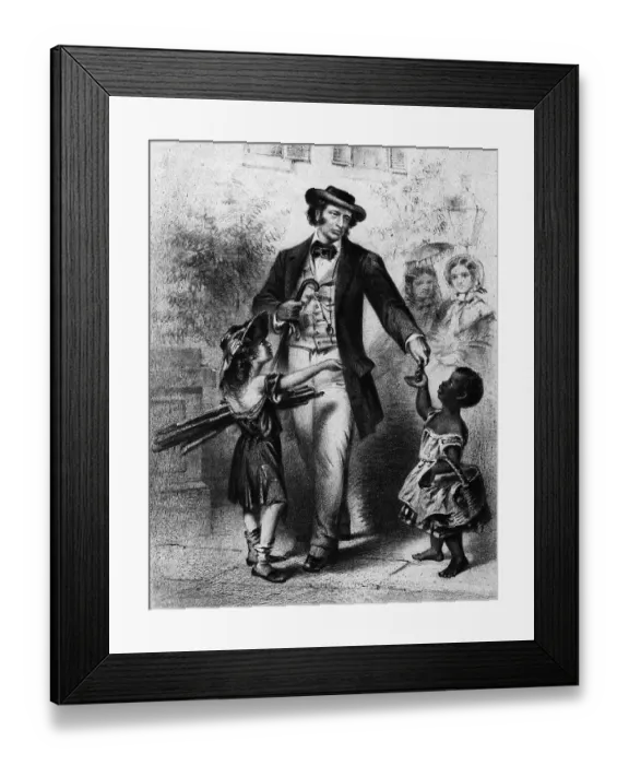 Framed Print : White Man Giving Alms To African Am Girl Framed Print : White Man Giving Alms To African Am Girl