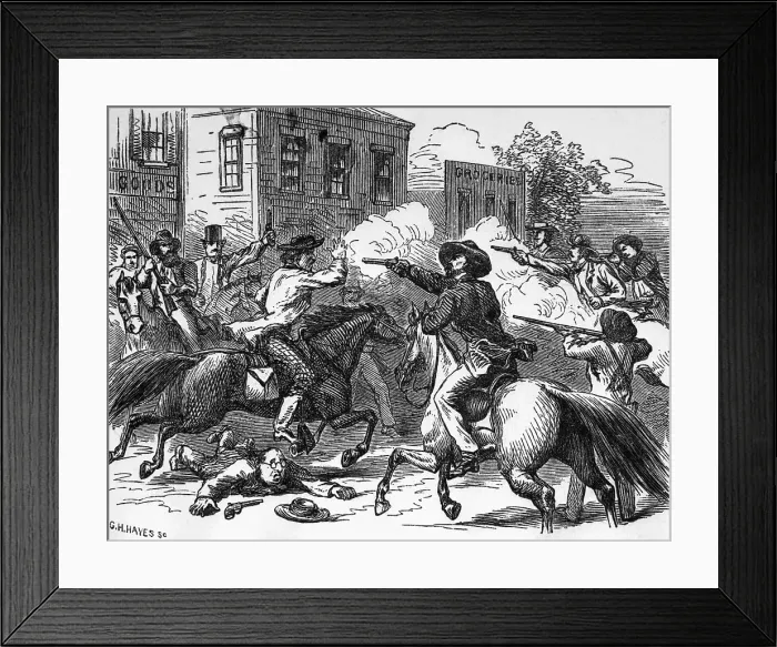 Framed Print : Illustration of a Gunfight on Horseback by G.H. Hayes Framed Print : Illustration of a Gunfight on Horseback by G.H. Hayes