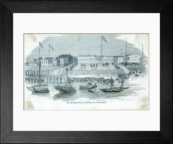 Framed Print : Illustration Of Boats In Canton Harbor Framed Print : Illustration Of Boats In Canton Harbor