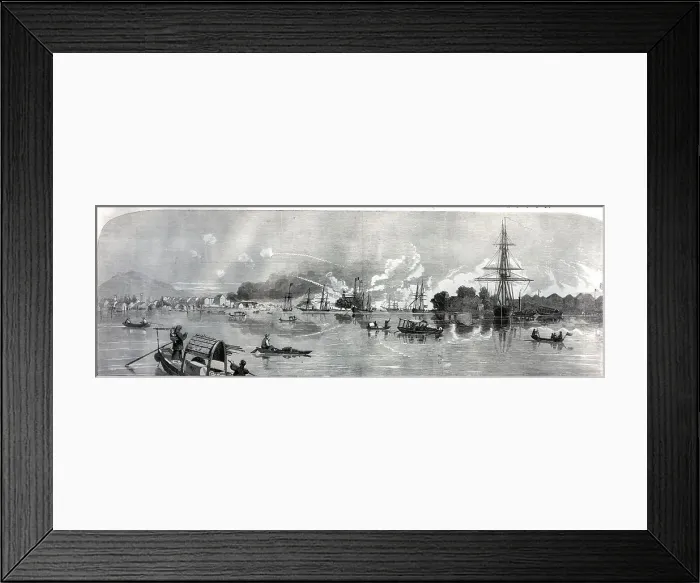 Framed Print : Illustration Of Ships At Canton Harbor Framed Print : Illustration Of Ships At Canton Harbor