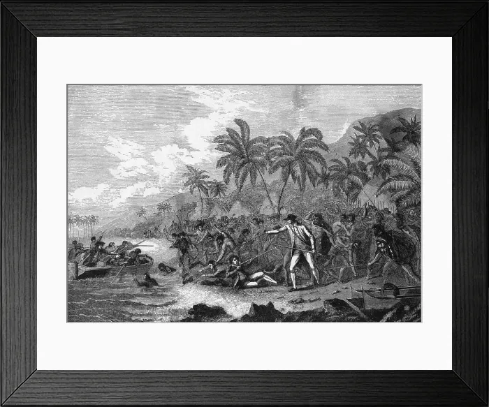Framed Print : Illustration of the Death of Captain James Cook Framed Print : Illustration of the Death of Captain James Cook