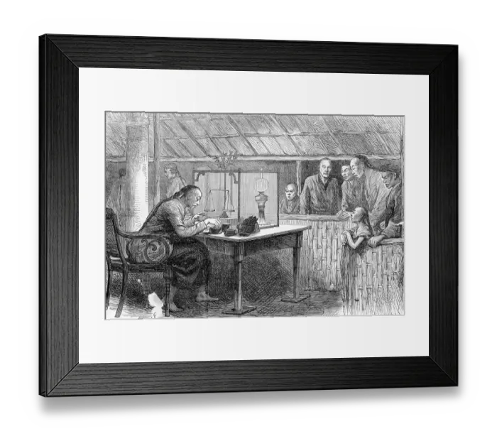 Framed Print : Chinese Man At Scales Weighing Opium Framed Print : Chinese Man At Scales Weighing Opium