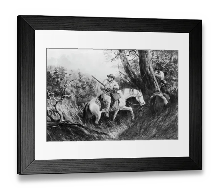Framed Print : Illustration Of Pioneer On Horseback Framed Print : Illustration Of Pioneer On Horseback