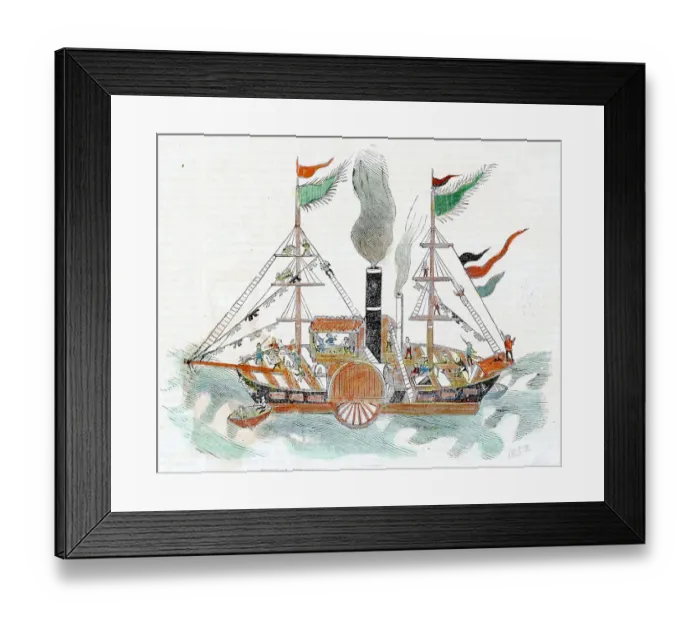 Framed Print : Color Chinese Drawing Of English Steamer Framed Print : Color Chinese Drawing Of English Steamer