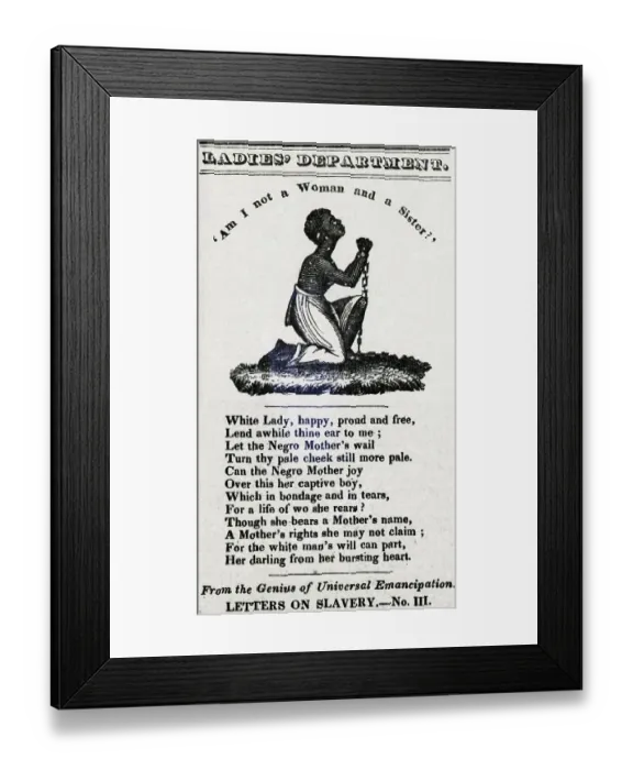 Framed Print : Anti-Slavery Poem And Illustration Framed Print : Anti-Slavery Poem And Illustration