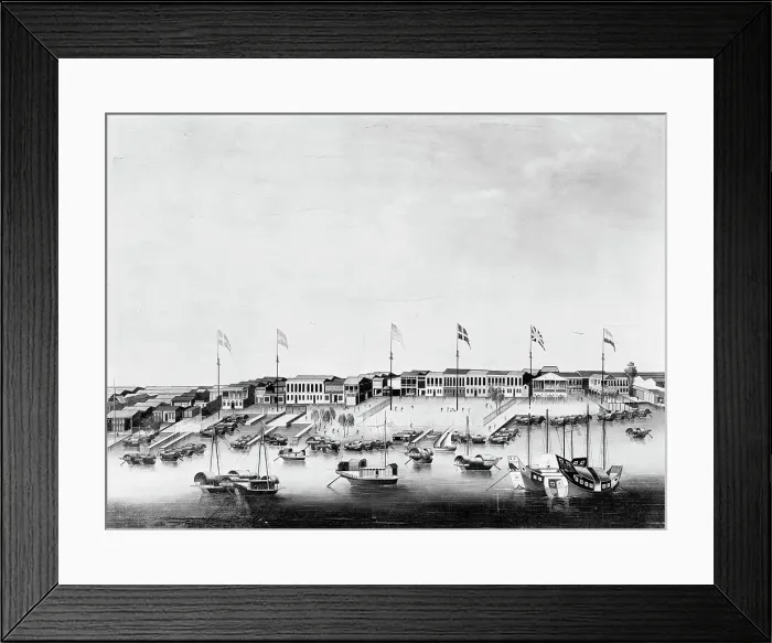 Framed Print : Painting Of Buildings At Canton Harbor Framed Print : Painting Of Buildings At Canton Harbor