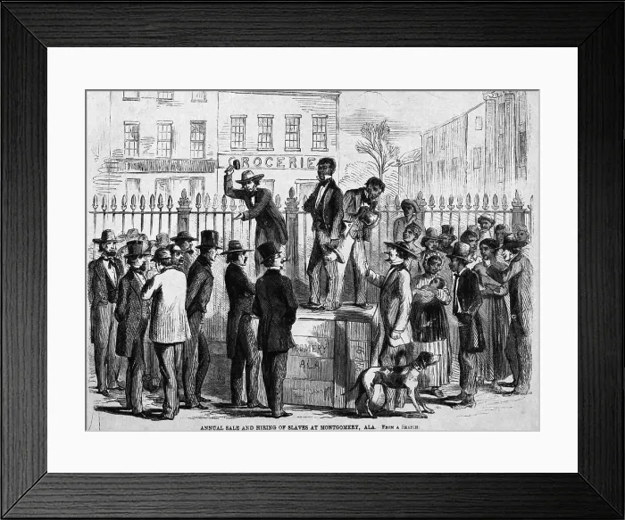 Framed Print : Annual Sale and Hiring of Slaves at Montgomery, Alabama Illustration Framed Print : Annual Sale and Hiring of Slaves at Montgomery, Alabama Illustration